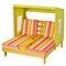 Costway Kids Double Chaise Lounge Patio Lounge Chair with Cup Holders & Awning Blue/Colorful/Brown